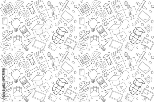 Vector e-learning pattern. E-learning seamless background