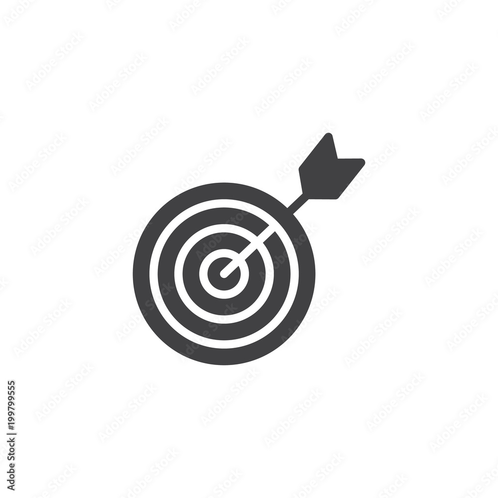 Target arrow vector icon. filled flat sign for mobile concept and web design. Goal simple solid icon. Symbol, logo illustration. Pixel perfect vector graphics