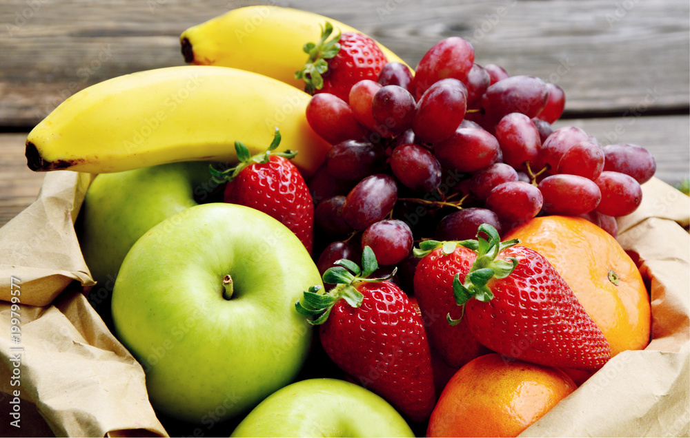 5 kind fresh fruits in brown paper bag.
Mixed and colorful of fruits 5 kind fresh fruits in brown paper bag.
Mixed and colorful of fruits