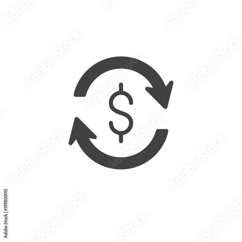 Dollar money exchange vector icon. filled flat sign for mobile concept and web design. Dollar update arrows simple solid icon. Symbol, logo illustration. Pixel perfect vector graphics