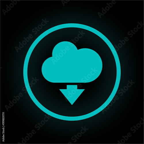 Neon Button rund - Wolke runterladen