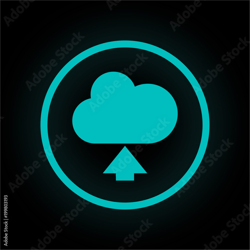 Neon Button rund - Wolke hochladen