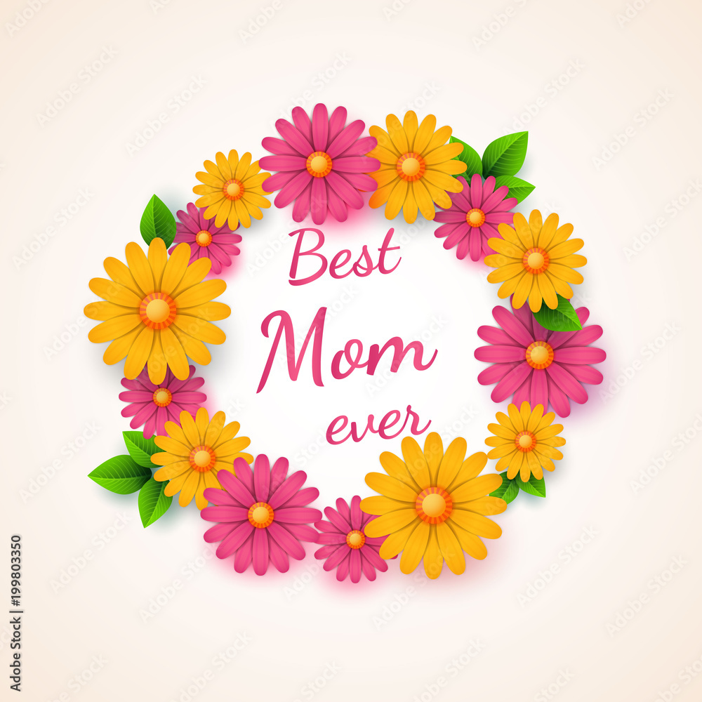 Obraz premium Mother's day greeting card with beautiful blossom flowers