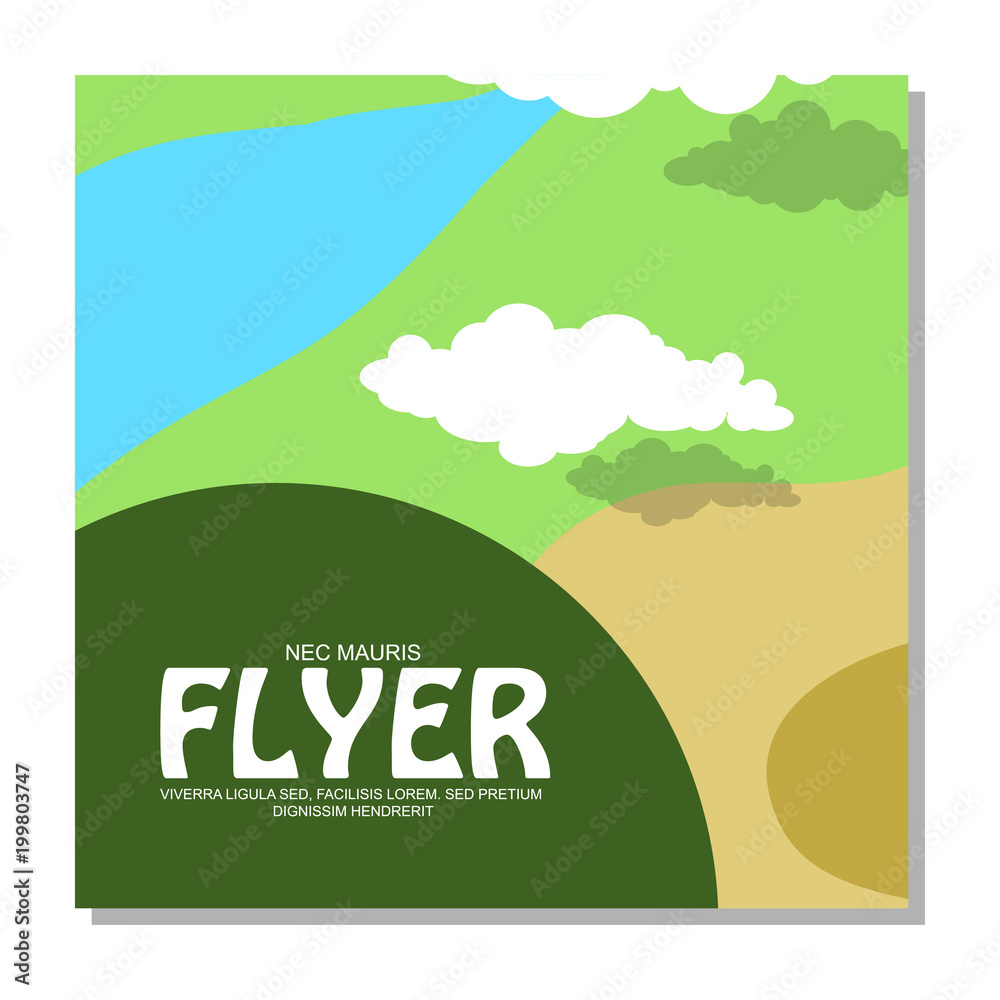Flyers with the image of rocky terrain and forests. It can be used as an invitation to the camp.