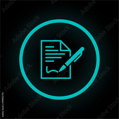 Neon Button rund - Vertrag unterschreiben