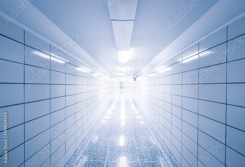 Abstract view of empty hallway with geometric lines