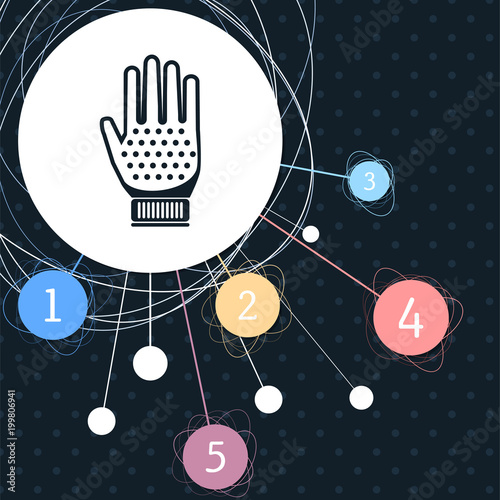 gloves icon with the background to the point and infographic style.