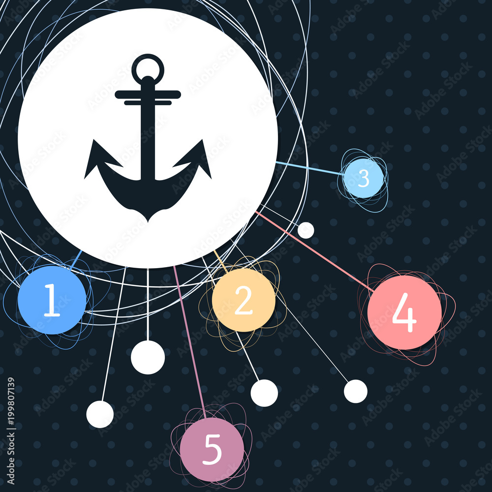 Naklejka premium Anchor icon with the background to the point and with infographic style.