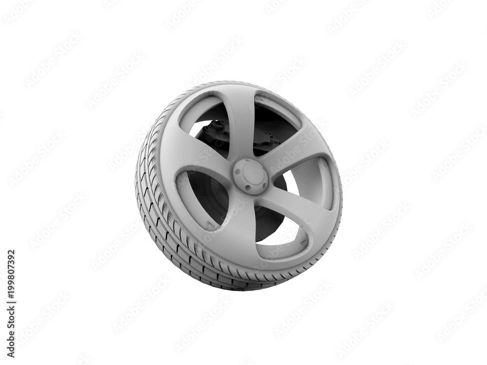 car wheels 3d rendering