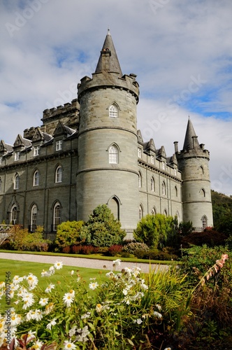 Inveraray Castle and garden on the shore of Loch Fyne.