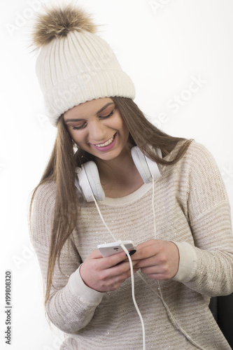 A young girl with headphones