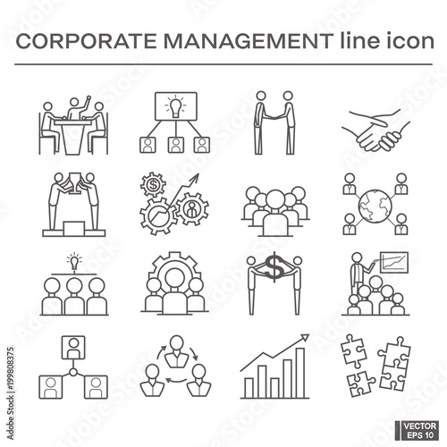 Set of corporate management icons.