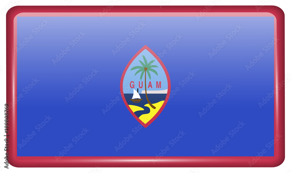 Fototapeta premium Flags Guam in the form of a magnet on refrigerator with reflections light.