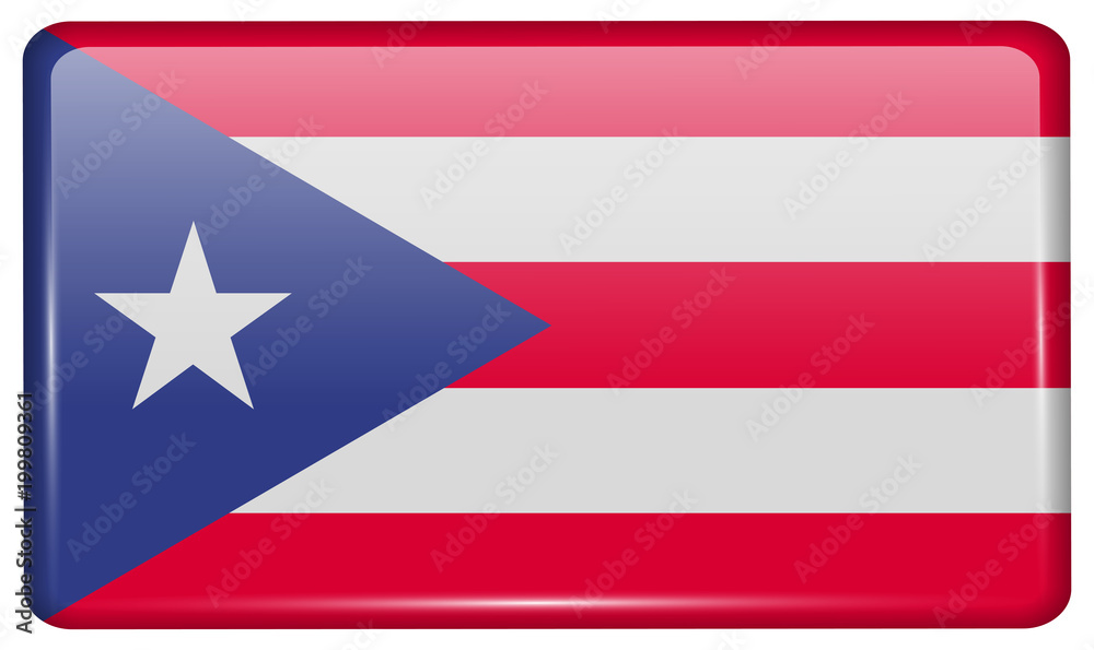 Flags Purto Rico in the form of a magnet on refrigerator with reflections light. Flags Purto Rico in the form of a magnet on refrigerator with reflections light.