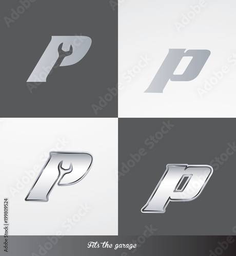 eps Vector image: initials (P) Fits the garage logo