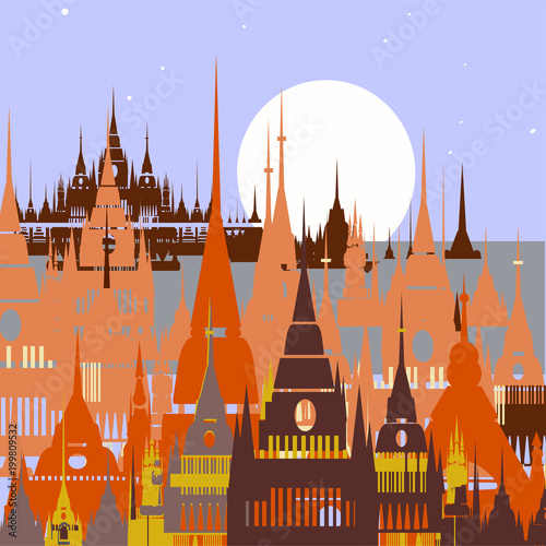 Cartoon background of Arab town.
