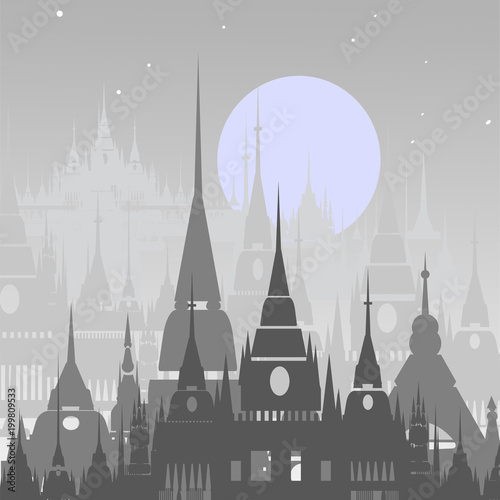 Cartoon background of Arab town.