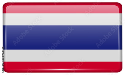 Flags Thailand in the form of a magnet on refrigerator with reflections light.