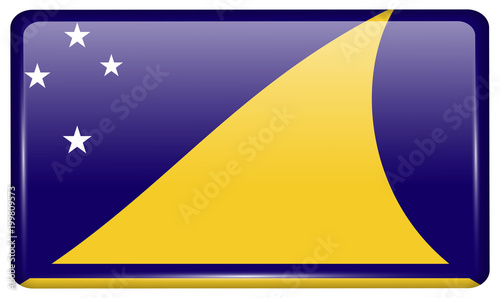 Flags Tokelau in the form of a magnet on refrigerator with reflections light.