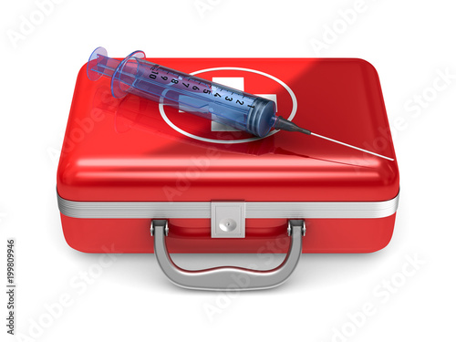 First aid kit on white back...