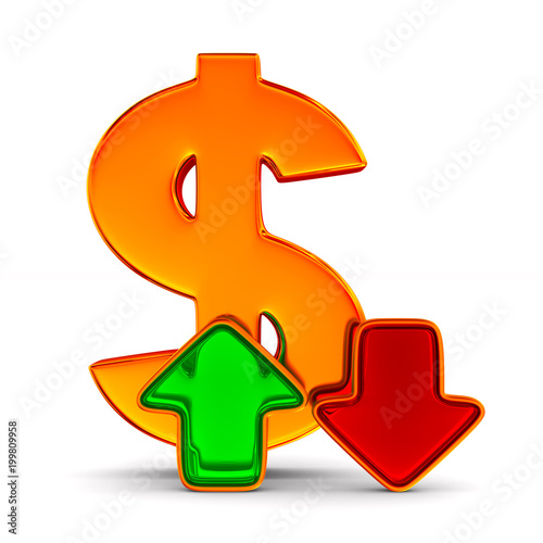 dollar sign and arrows on w...