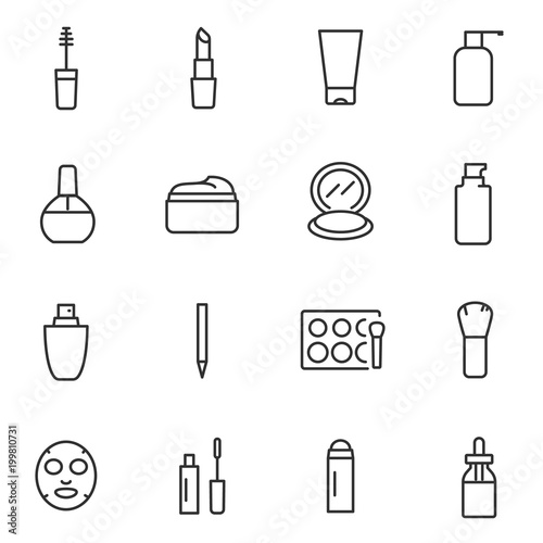 Cosmetic icons set. Cosmetology icon collection linear style. Line with Editable stroke