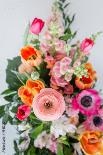 Bright colourful spring floral arrangement