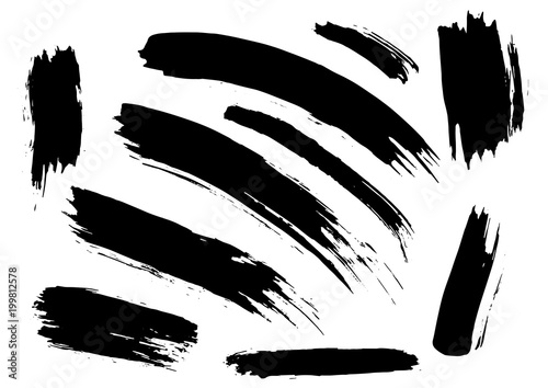 set different grunge brush strokes. Dirty artistic design elements isolated on white background. Black ink vector brush strokes. Black isolated paintbrush collection. Brush strokes isolated