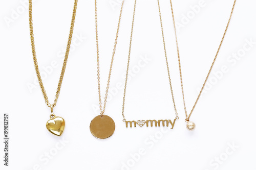 Fototapeta gold chains necklaces with pendants