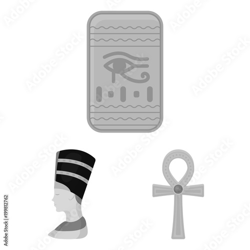 Ancient Egypt monochrome icons in set collection for design. The reign of Pharaoh vector symbol stock web illustration.