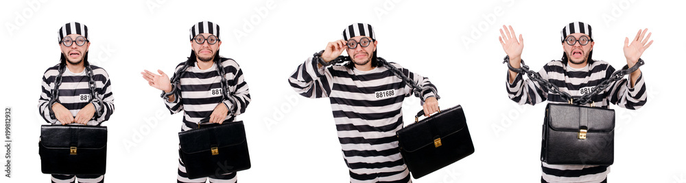 Prison inmate isolated on the white background Prison inmate isolated on the white background