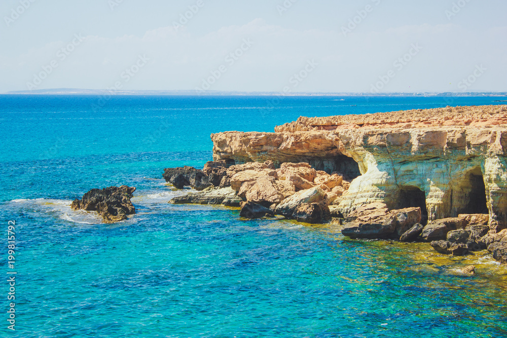 lagoon in the Mediterranean, Cyprus cave