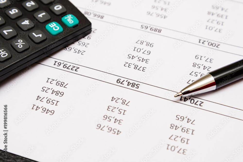Accounting equipment in use. Important work material. Accounting equipment in use. Important work material.