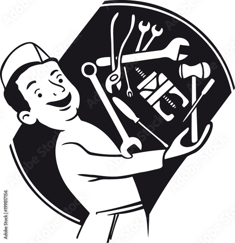 Sympathetic craftsman, Retro Vector Illustration