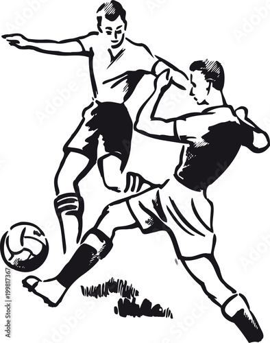 Soccer duel, Retro Vector Illustration