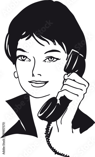 Woman on telephone 3, Retro Vector Illustration