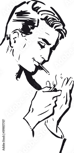 Smoking guy, Retro Vector Illustration