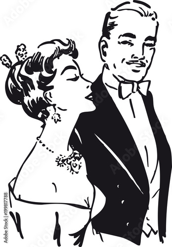 Stylish couple, Retro Vector Illustration