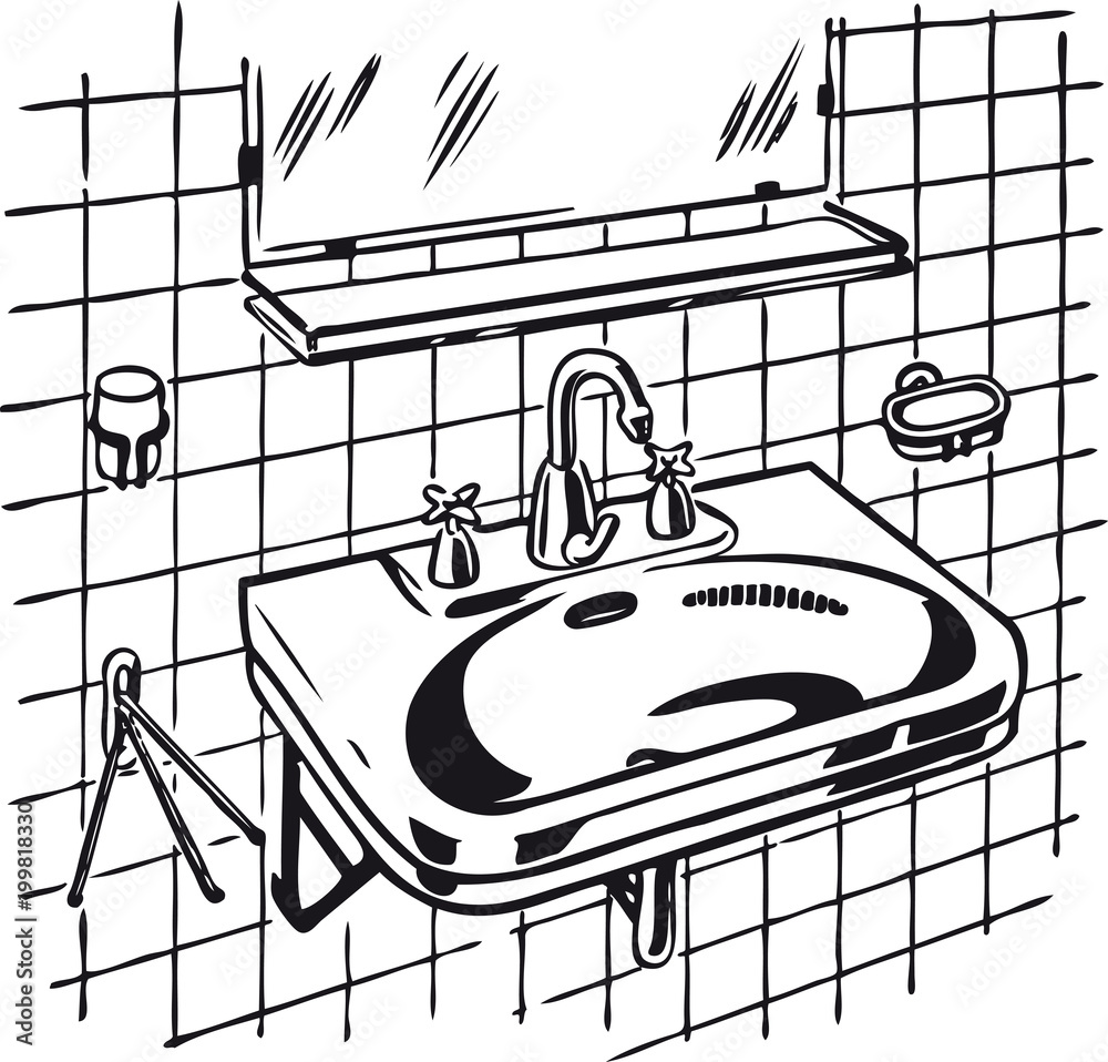 Vecteur Stock Clean lavabo, Retro Vector Illustration | Adobe Stock