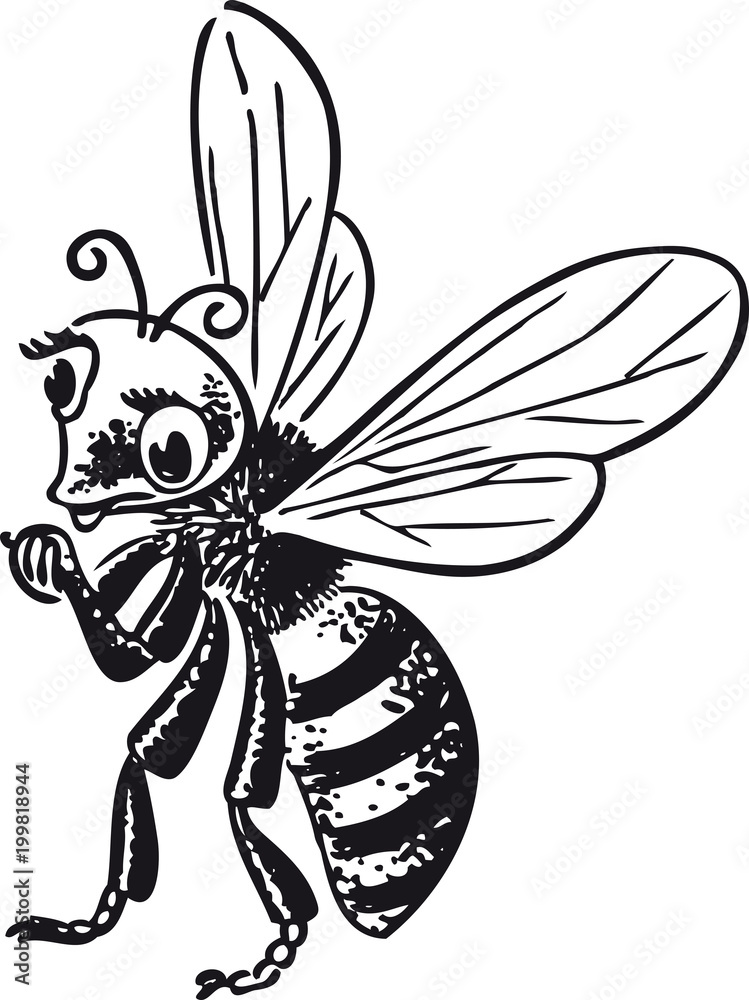 Friendly bee, Retro Vector Illustration Friendly bee, Retro Vector Illustration