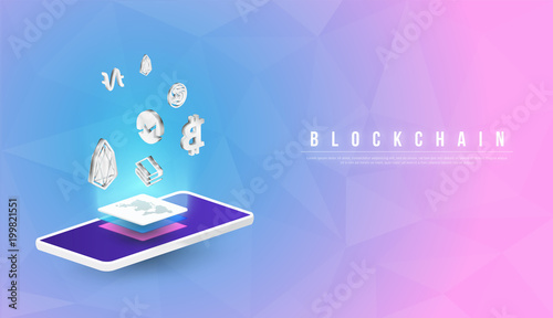Cryptocurrency and blockchain isometric composition with Isometric phone, laptop. Smart object and smart technology design. 3d vector illustration. analysts and managers working on blockchain start up