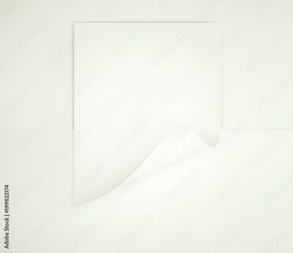 White Sheet of Paper, bent corner, on white background. White Sheet of Paper, bent corner, on white background.