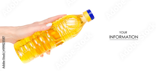 A bottle sunflower oil in hand pattern