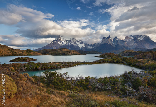 Lake Pehoe in National Park Torres del Paine, Chile, Patagonia