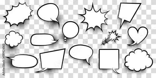 Big set empty speech bubble comic text