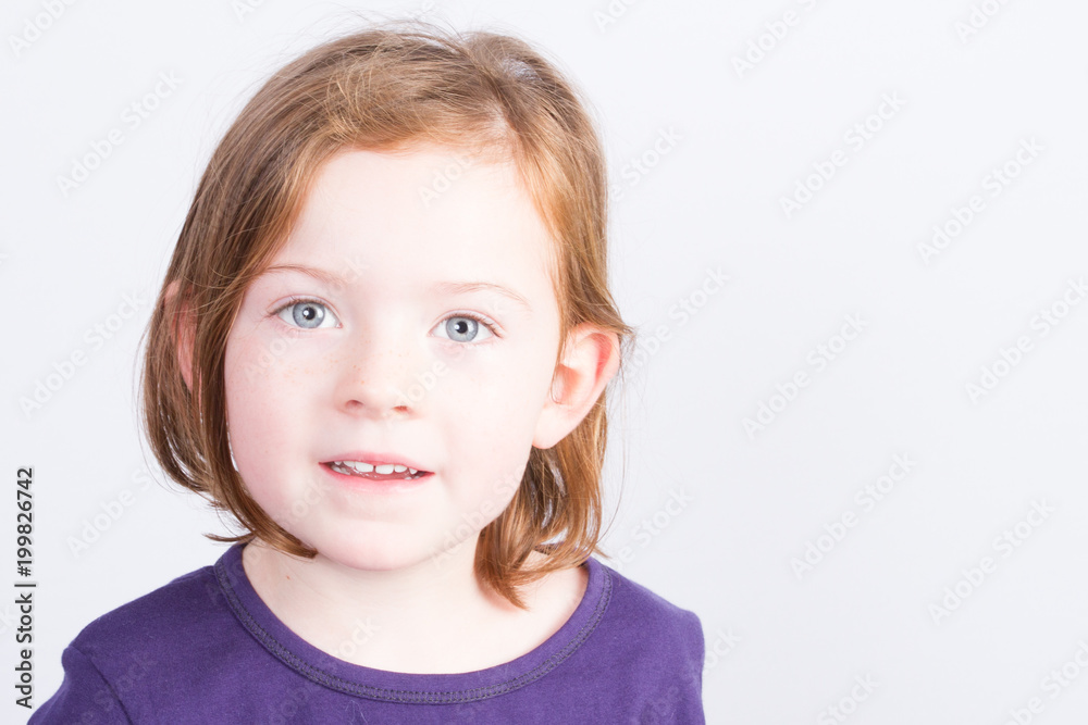 Portrait of little girl in white background Portrait of little girl in white background