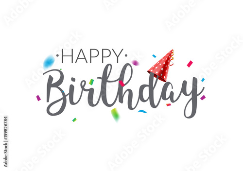 Canvas Print Happy Birthday typography vector design template poster