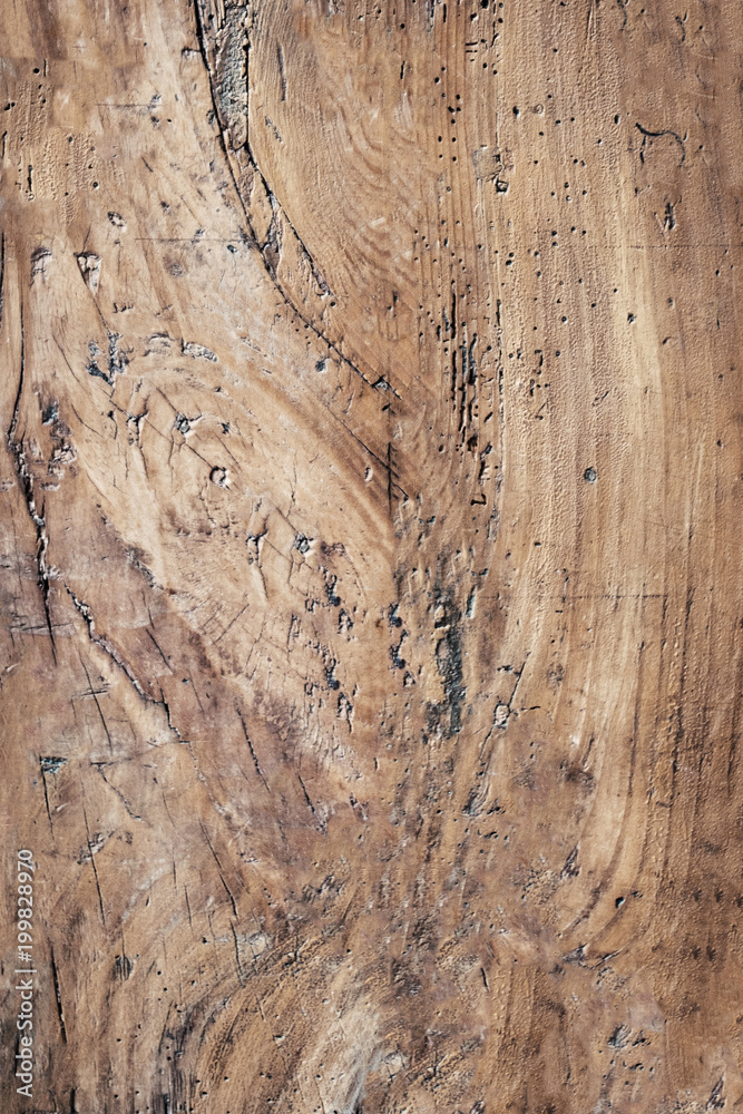 Naklejka premium Brown scratched Natural Dark Wooden Background. Old wood texture.