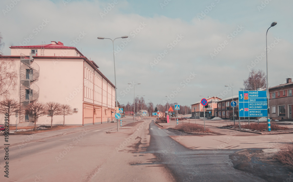 Tammisaari Raasepori in Finland with snow melting on a spring day Tammisaari Raasepori in Finland with snow melting on a spring day