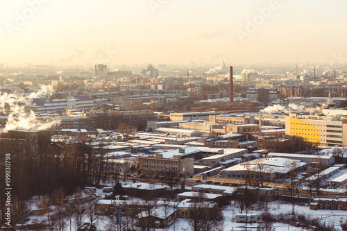 Cityscape in morning production area